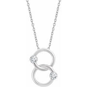 14k White 1/10 Ctw Natural Diamond Two-stone Interlocking Circle 18' Necklace
