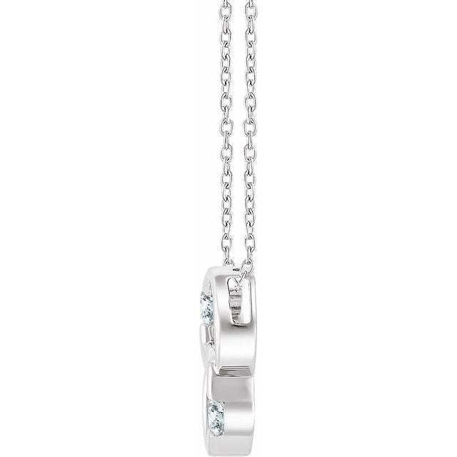 14k White 1/10 Ctw Natural Diamond Two-stone Interlocking Circle 18' Necklace