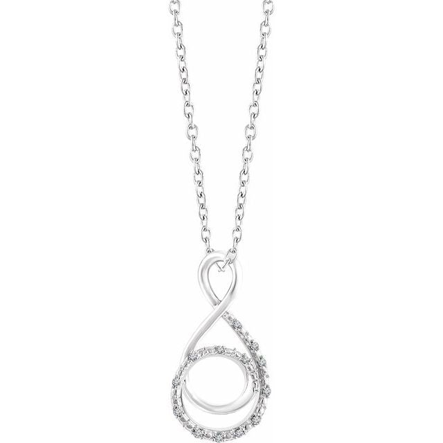 Sterling Silver .05 Ctw Natural Diamond Freeform 16-18' Necklace