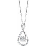 14k White 1/5 Ctw Natural Diamond Freeform 16-18' Necklace