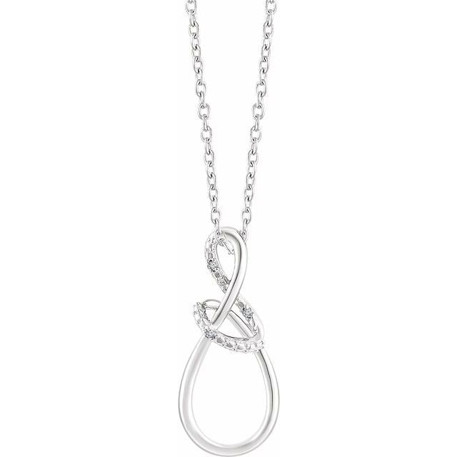 Sterling Silver .015 Ctw Natural Diamond Freeform 16-18' Necklace