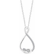 Sterling Silver 1/10 Ctw Natural Diamond Freeform 16-18' Necklace