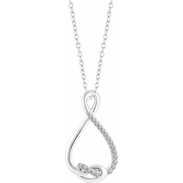 Sterling Silver 1/10 Ctw Natural Diamond Freeform 16-18' Necklace