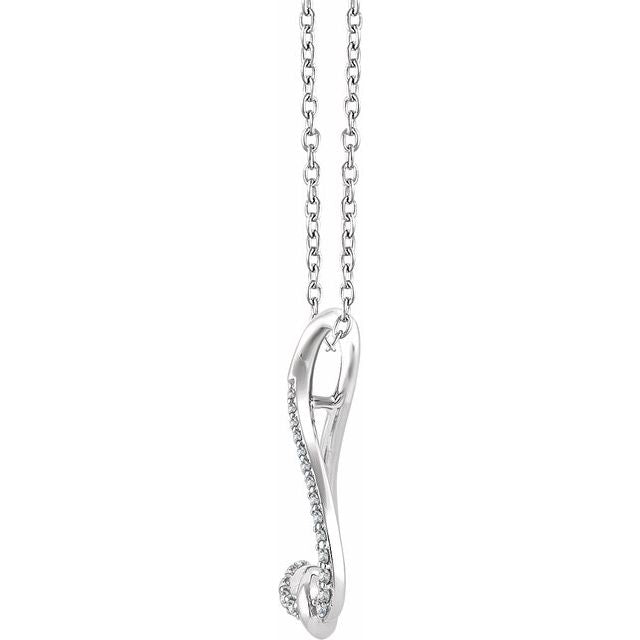 Sterling Silver 1/10 Ctw Natural Diamond Freeform 16-18' Necklace