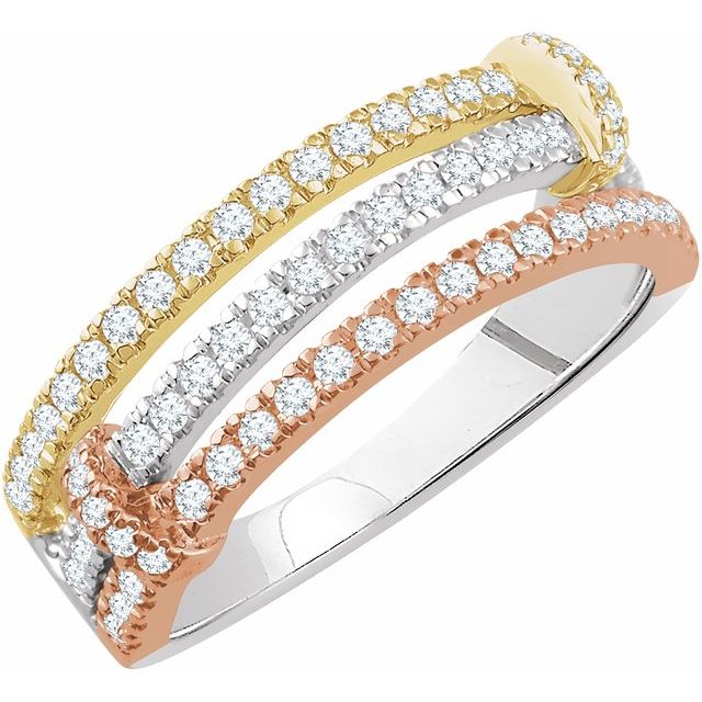14k White/rose/yellow 1/2 Ctw Natural Diamond Ring