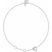 14k White .05 Ctw Natural Diamond Initial F 6-7' Bracelet