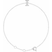 14k White .05 Ctw Natural Diamond Initial I 6-7' Bracelet