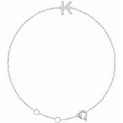 14k White .05 Ctw Natural Diamond Initial K 6-7' Bracelet