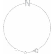 14k White .06 Ctw Natural Diamond Initial N 6-7' Bracelet