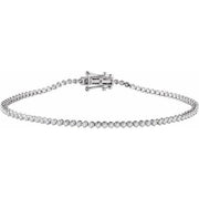 14k White 9/10 Ctw Natural Diamond 7' Line Bracelet