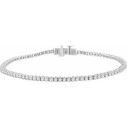 14k White 1 3/4 Ctw Natural Diamond Line 7' Bracelet