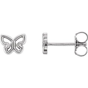 14K White Butterfly Earrings