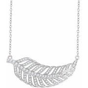 14k White 3/8 Ctw Natural Diamond Leaf 16-18' Necklace