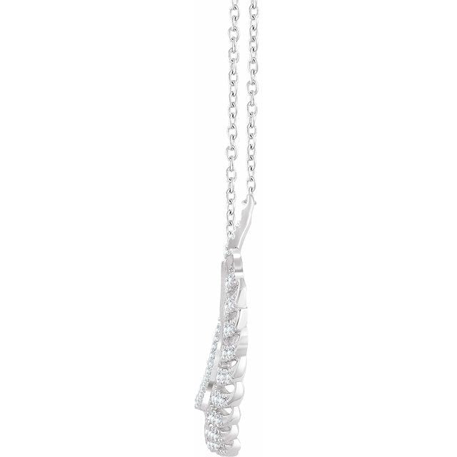 14k White 3/8 Ctw Natural Diamond Leaf 16-18' Necklace