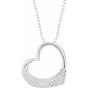 14k White 1/5 Ctw Natural Diamond Heart 16-18' Necklace