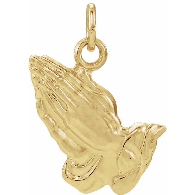 14k Yellow 15.75x13 Mm Praying Hands Pendant