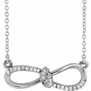 14K White 1/8 CTW Natural Diamond Infinity-Inspired 18' Necklace