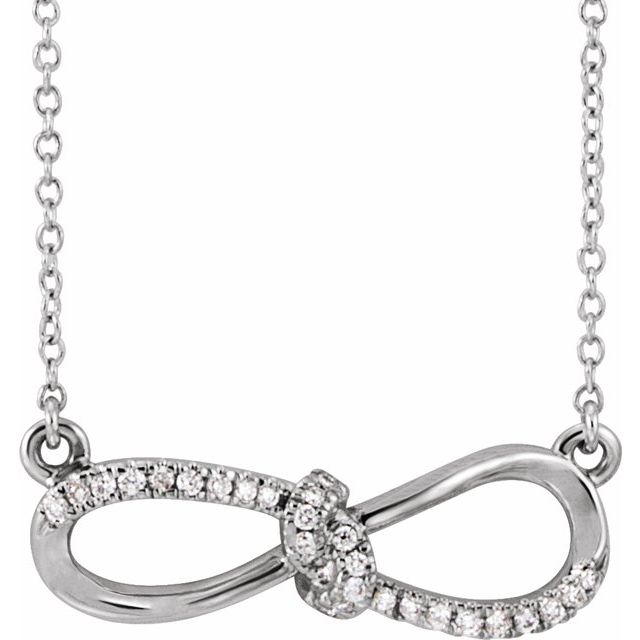 14K White 1/8 CTW Natural Diamond Infinity-Inspired 18' Necklace