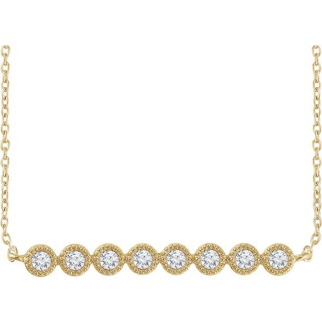 14k Yellow 1/5 Ctw Natural Diamond Bar 16-18' Necklace
