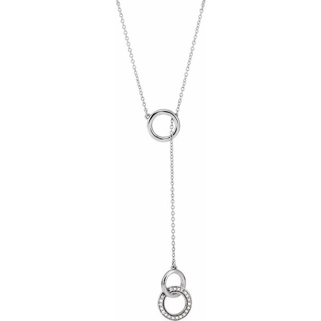 14k White 1/10 Ctw Natural Diamond Circle Y 16-18' Necklace