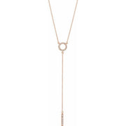 14k Rose 1/6 Ctw Natural Diamond Bar 16-18' Necklace