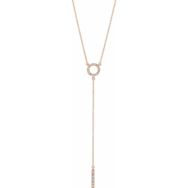 14k Rose 1/6 Ctw Natural Diamond Bar 16-18' Necklace