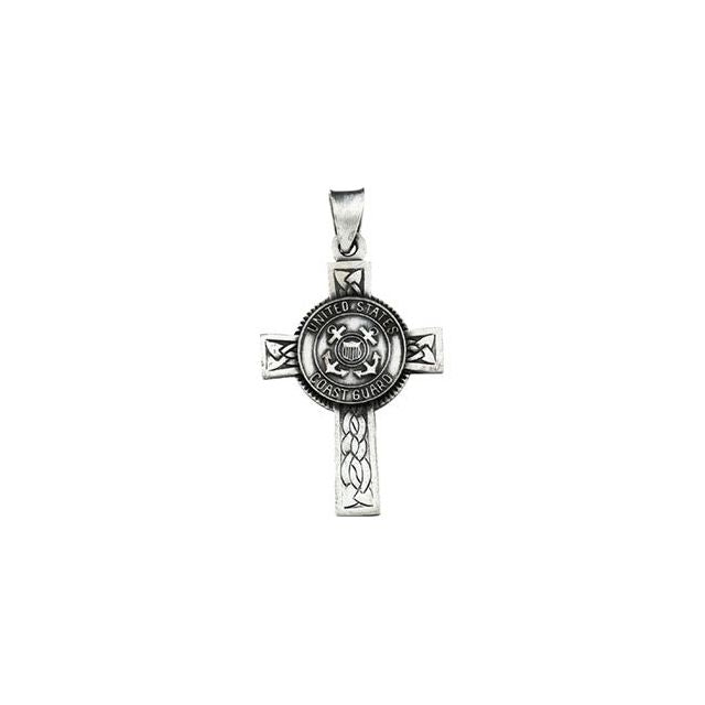 Sterling Silver U.S. Coast Guard Cross 24' Necklace