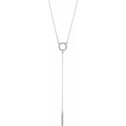 14k White 1/6 Ctw Natural Diamond Bar 16-18' Necklace