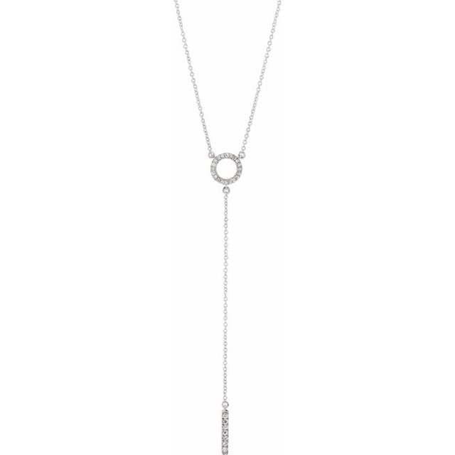 14k White 1/6 Ctw Natural Diamond Bar 16-18' Necklace