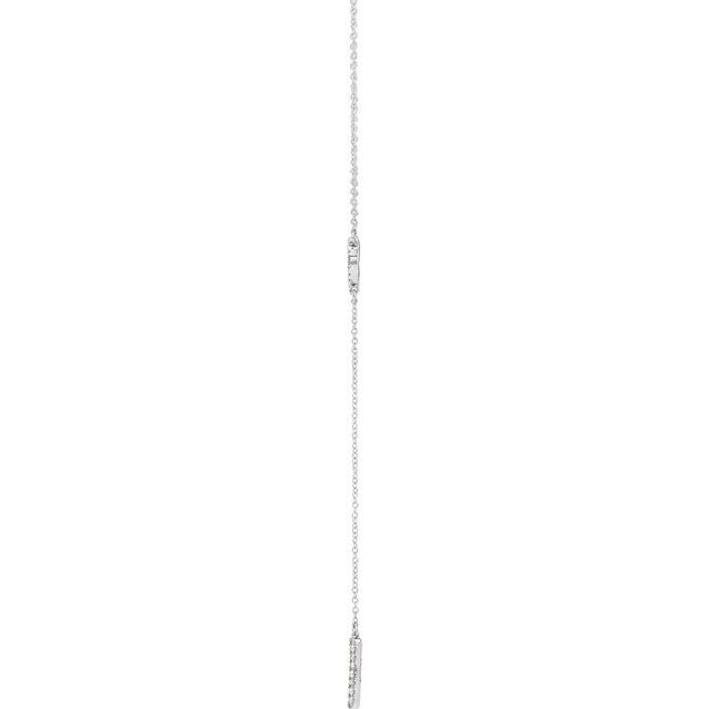 14k White 1/6 Ctw Natural Diamond Bar 16-18' Necklace