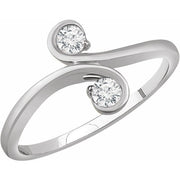14k White 1/5 Ctw Natural Diamond Two-stone Ring