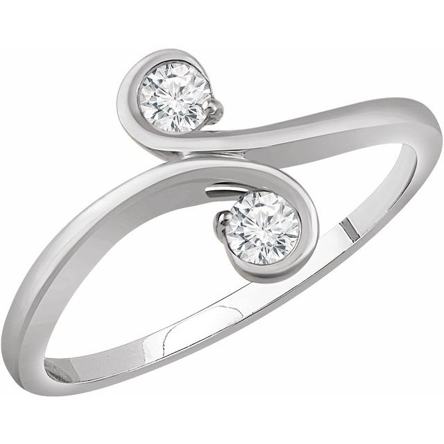 14k White 1/5 Ctw Natural Diamond Two-stone Ring