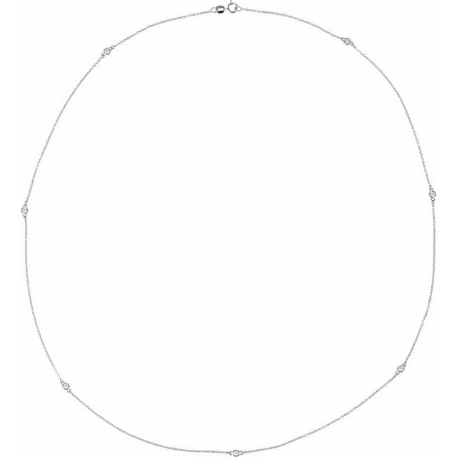 14k White 1/4 Ctw Natural Diamond 7-station 24' Necklace