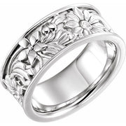 Sterling Silver 8.25 mm Floral Band
