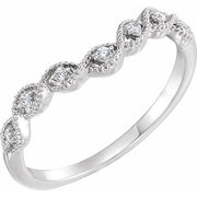 14k White .07 Ctw Natural Diamond Contour Band