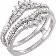 14k White 1/2 Ctw Natural Diamond Ring Guard