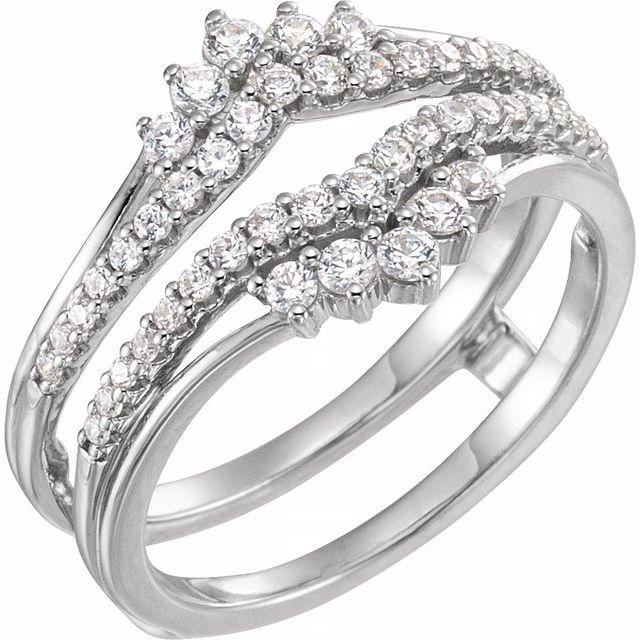 14k White 1/2 Ctw Natural Diamond Ring Guard
