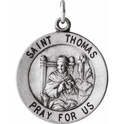 Sterling Silver 18 mm Round St. Thomas Medal 18' Necklace