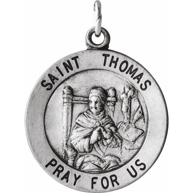 Sterling Silver 18 mm Round St. Thomas Medal 18' Necklace