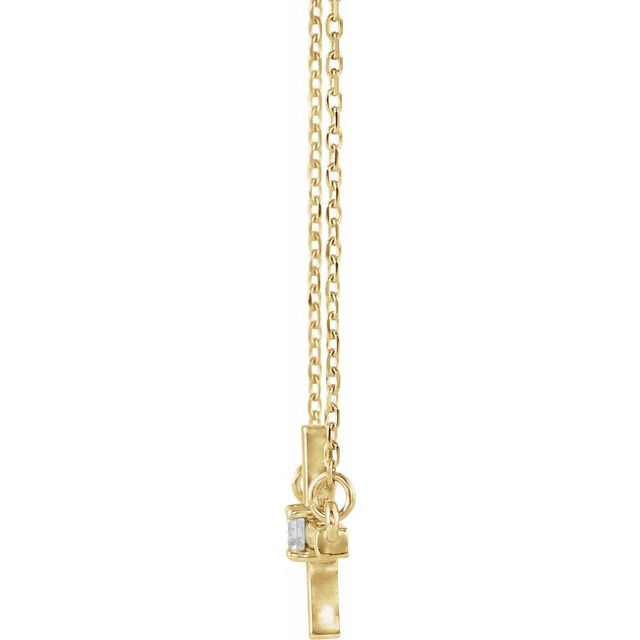 14K Yellow 1/10 CTW Lab-Grown Diamond Sideways Cross 16-18' Necklace