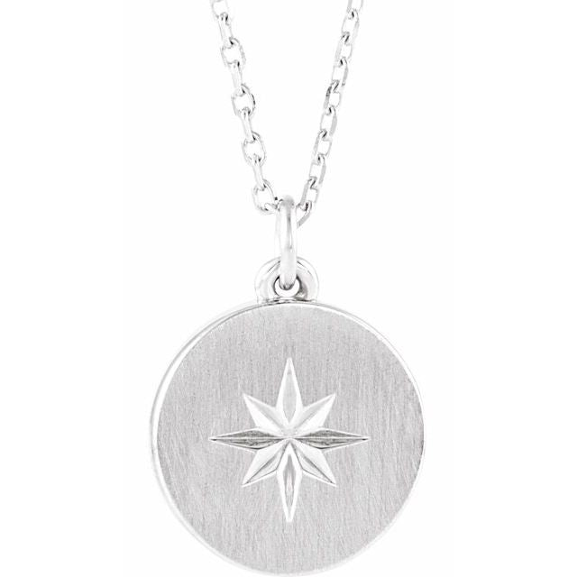 Sterling Silver Star Disc 16-18' Necklace