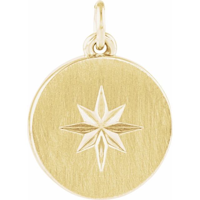 14k Yellow Star Disc Pendant