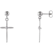 14K White .01 CTW Natural Diamond Cross Earrings