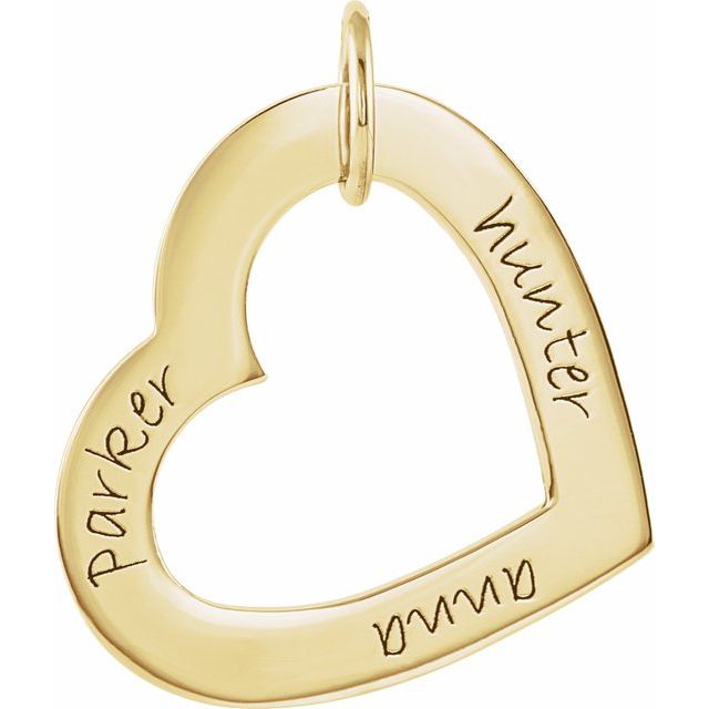 18k Yellow Vermeil Posh Mommy® Medium Engravable Heart Loop Pendant