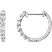 14k White 1/2 Ctw Natural Diamond Hinged 15.25 Mm Hoop Earrings