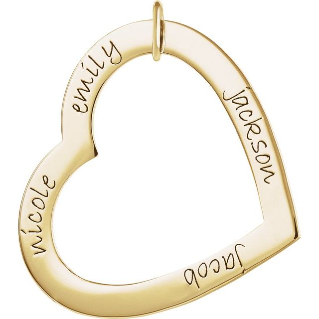 18k Yellow Vermeil Posh Mommy® Large Engravable Heart Loop Pendant