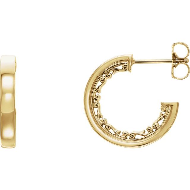 14k Yellow  Vintage-inspired 16 Mm Hoop Earrings