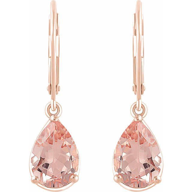 14k Rose Natural Pink Morganite Earrings