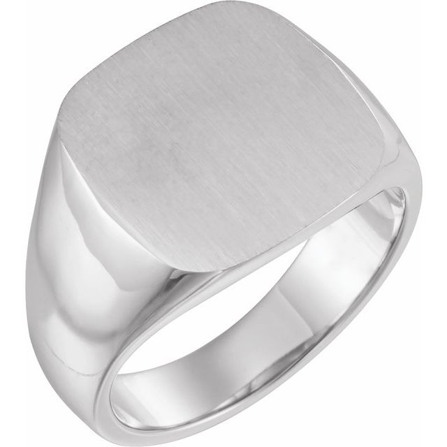 14k White 16 Mm Signet Ring