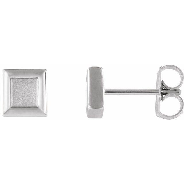 Sterling Silver 5.4 Mm Square Petite Earrings